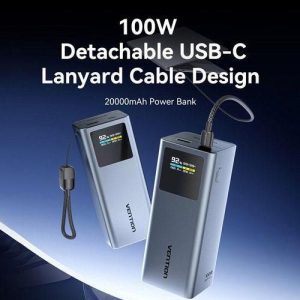 Vention FKCHO 20000mAh Phone & Laptop Power Bank 100W – Grey