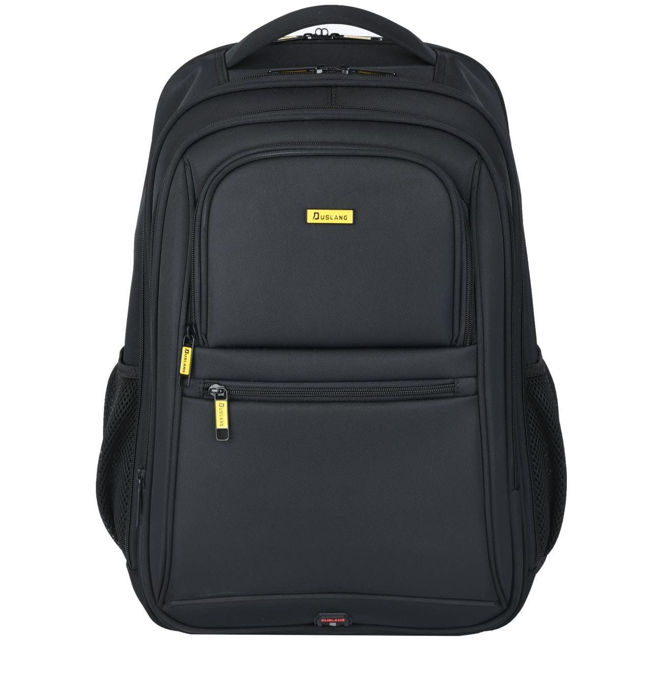 Duslang Backpack with yellow zippers — a stylish, durable backpack with padded laptop compartment and multiple storage pockets. Ideal for school, work, travel, and daily use.